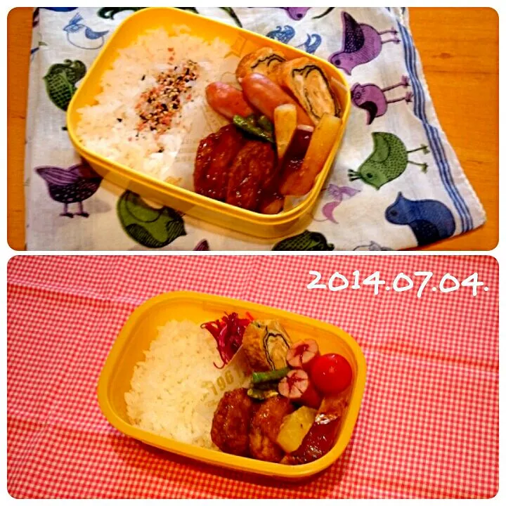 週末のお弁当、ふたつ。|うさかめさん