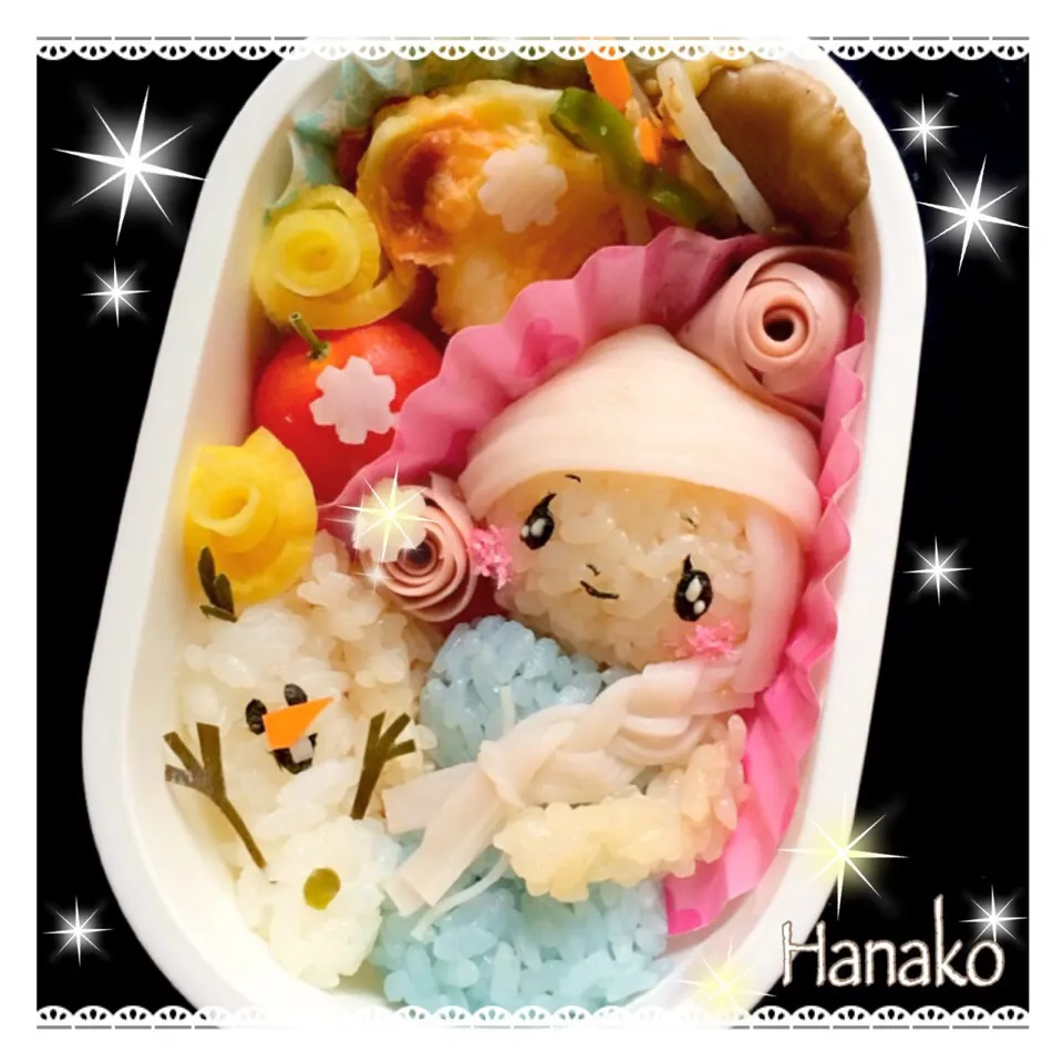 一学期最後！エルサさくちゃん弁当(*^o^*)|hanakoさん