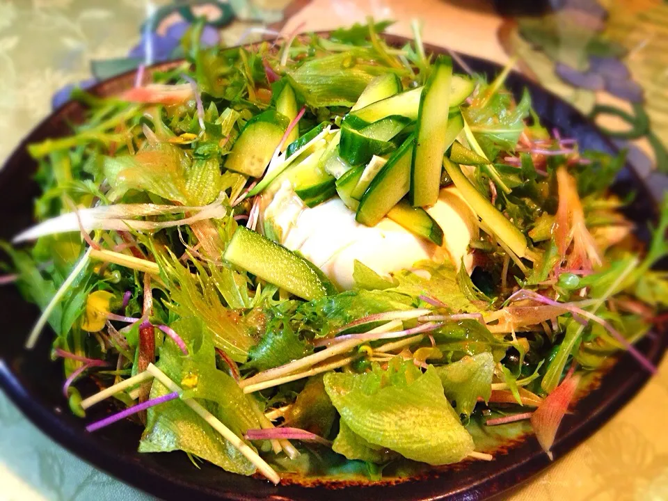 ミョウガとフリルレタスの豆腐サラダ！|夏蜜柑さん