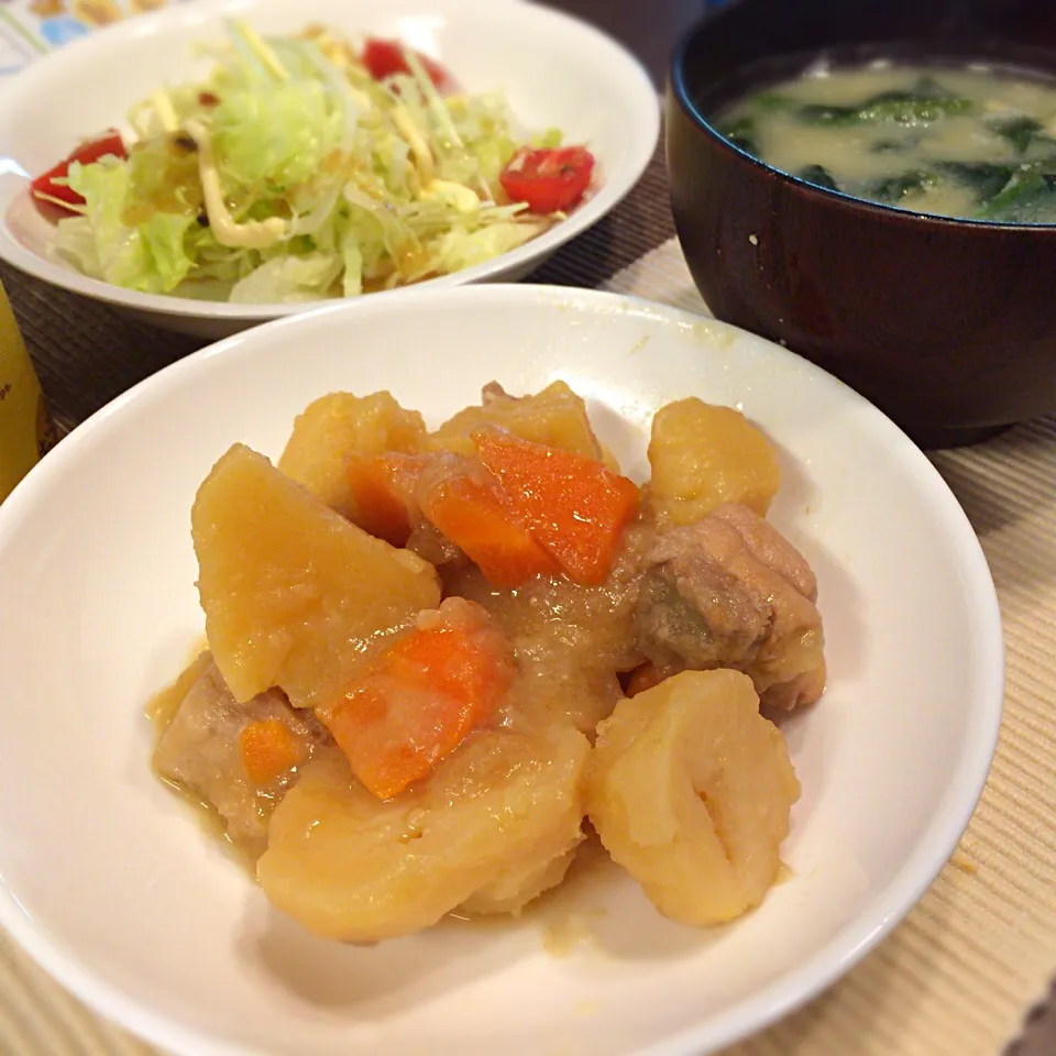 肉じゃが サラダ 味噌汁|さるさん