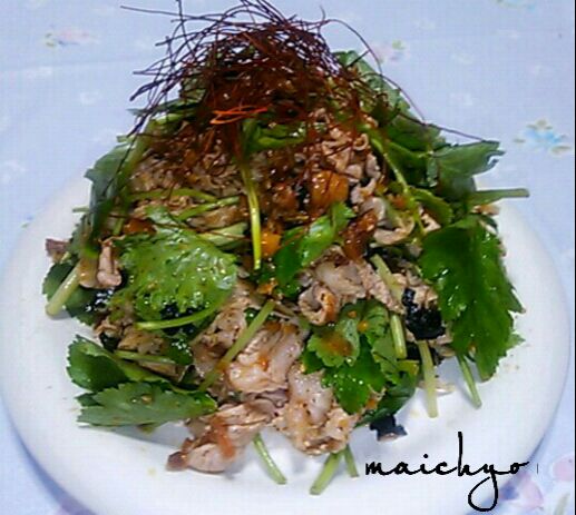 豚しゃぶとミツバの食べラー和え