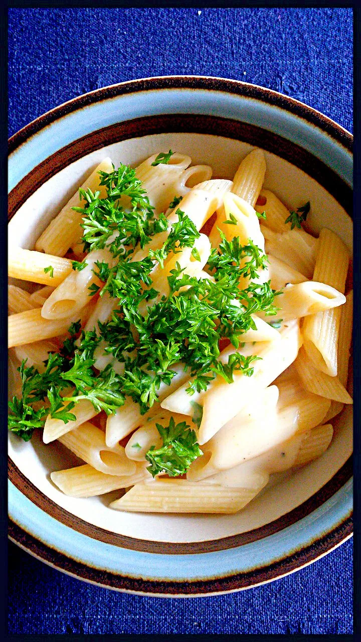 Pasta with four kinds of cheese in a tasty sauce with parsley on top|Emmelineさん