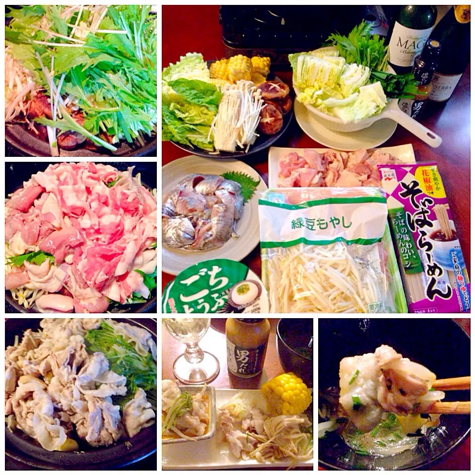 Steamed Chicken&shabu‐shabu pot♨蒸し鍋(鶏･豚･山盛り野菜<白菜･水菜･もやし･えのき･椎茸･ﾄｳﾓﾛｺｼ>)|🌈Ami🍻さん