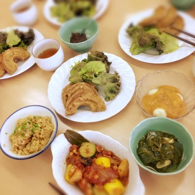 車麩の生姜焼き定食マクロビ。|エノーラさん