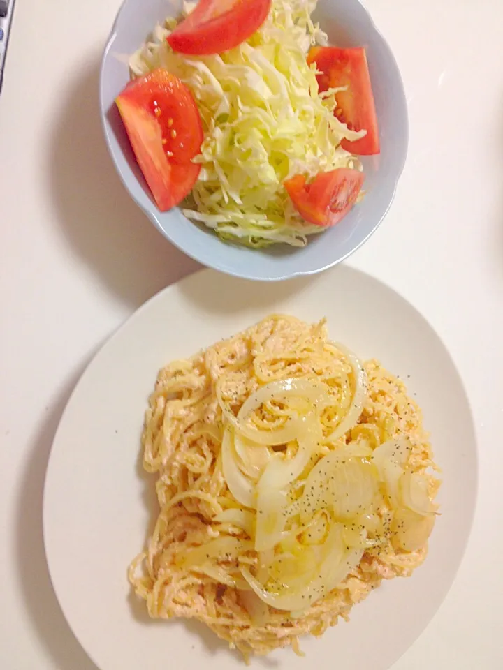 Snapdishの料理写真:明太クリームパスタ|美樹さん