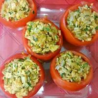 chicken, basil and rice stuffed tomatoes|yana kovenさん