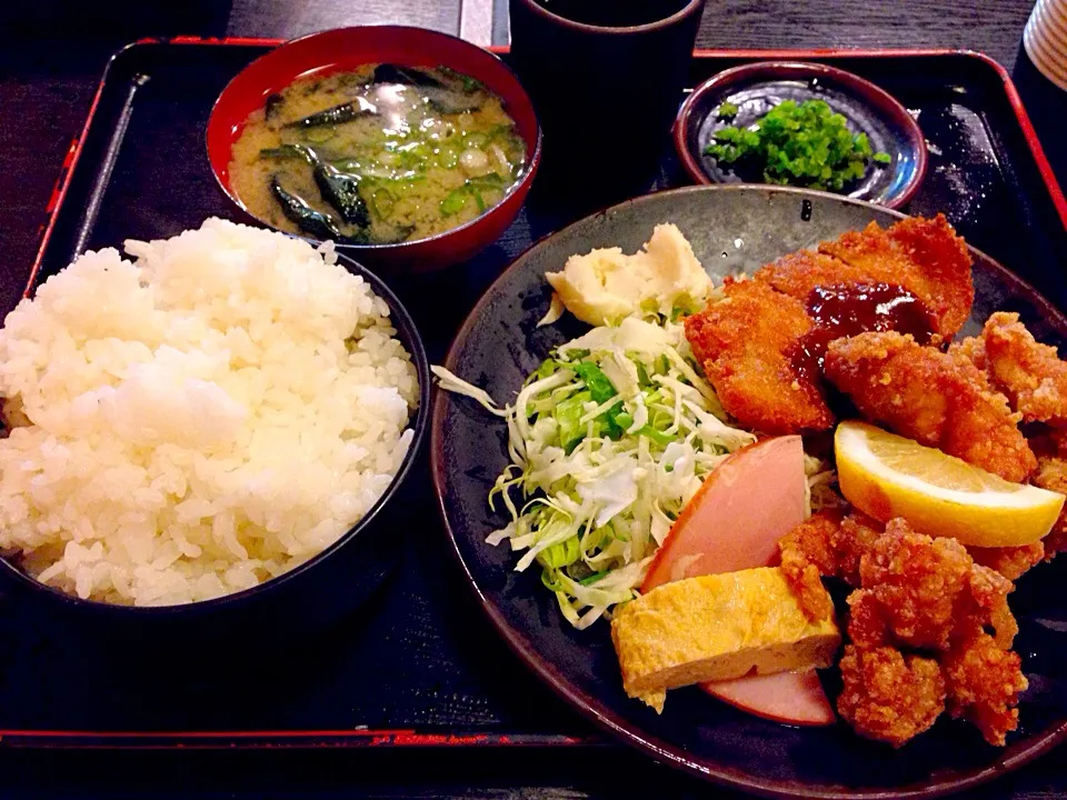 トンカツ唐揚げ定食650円＠京都|take7887さん