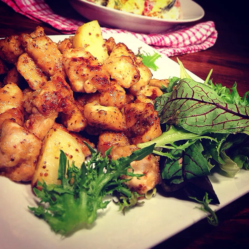 Sautéed chicken breast & potatoes with mustard sauce 鶏胸肉とジャガイモのマスタードソース炒め|Yuka Nakataさん