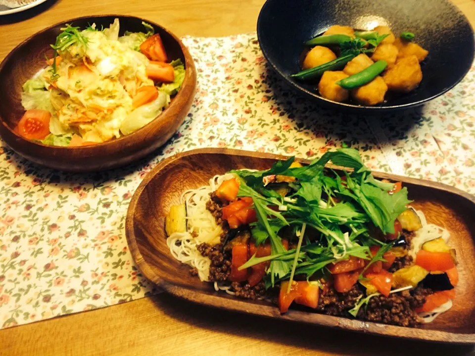 ＊揚げ茄子とトマトのピリ辛ミートそうめん＊|ちょこあや＊*さん