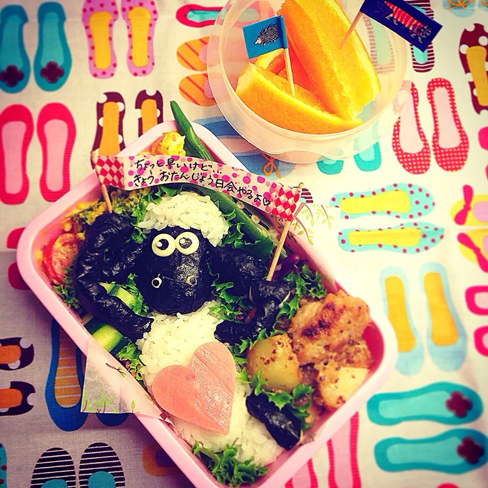 Shaun the sheep 🐑 Let's have a Birthday party!! Lunch box. ひつじのショーン🐑お誕生日会やるよ〜😆キャラ弁当|Yuka Nakataさん