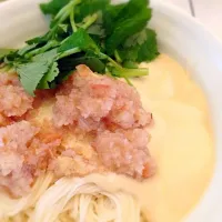 Snapdishの料理写真:梅おろしと豆腐ソースのスタミナそうめん|Dai Hiranoさん