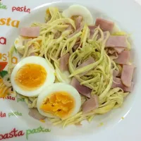 Snapdishの料理写真:Spicy mango salad with egg and ham|Sukiieさん