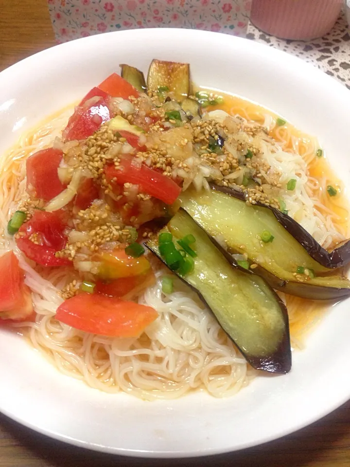 茄子とトマトのさっぱりピリ辛そうめん|雅さん