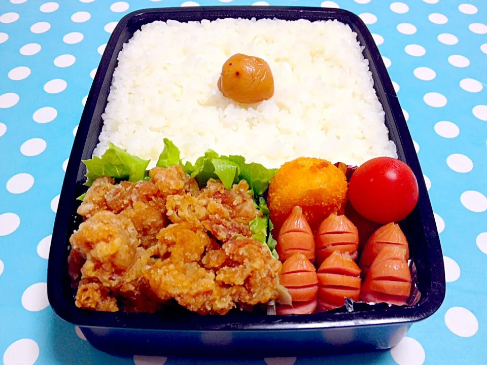 Fried chicken, sausages & corn cutlet on lunch box|Liezlさん