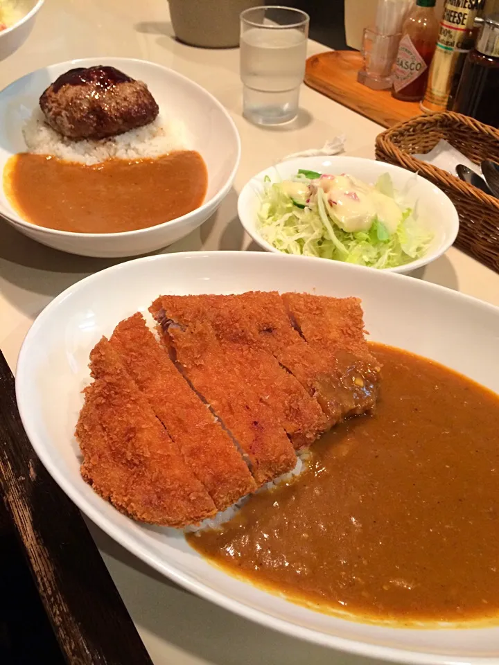 ランチ（＾∇＾）
カツカレー♡ハンバーグカレー♡
わーいわーい（＾∇＾）|しーさん