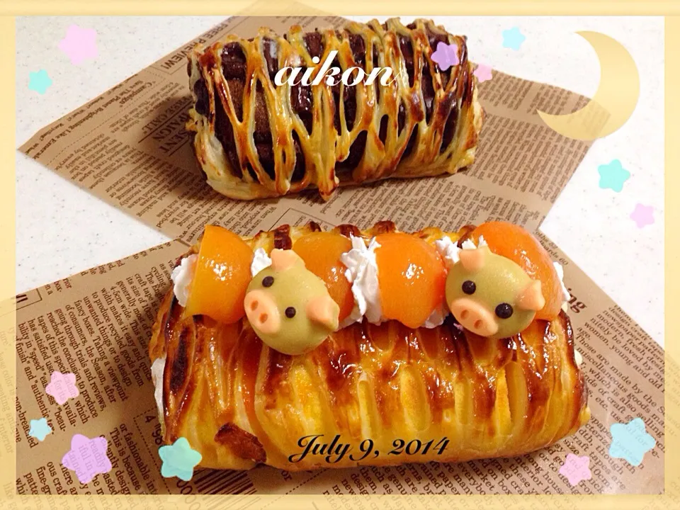 Snapdishの料理写真:ダブルクリームパイケーキとチョコパイケーキ|☆aikon☆さん