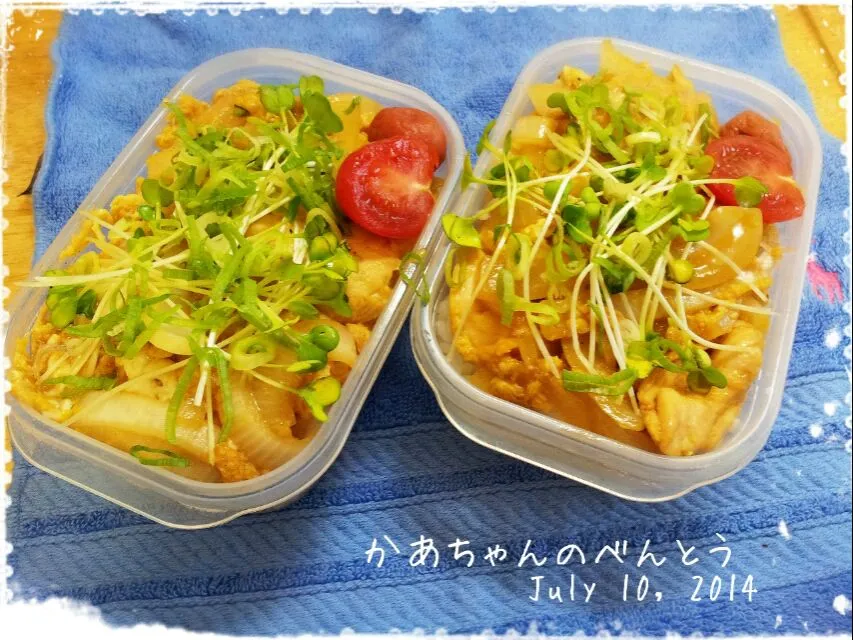 Snapdishの料理写真:2014*07*10*
・おやこどん
台風の朝。
報道が気になって。
簡単弁当に。|tera*chanさん