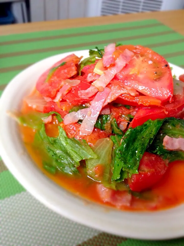 トマトレタス炒め|しろさん