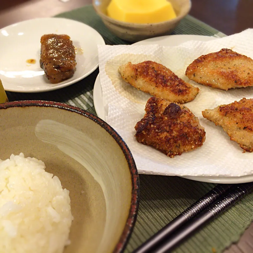 鶏肉香草揚げ サンマ南蛮漬け 卵豆腐|さるさん