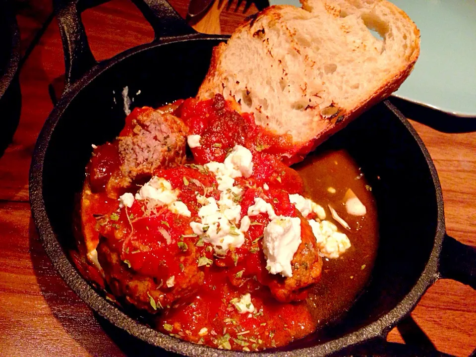 Lamb meet ball with tomato sauce , goat cheese|Takashima Mariさん