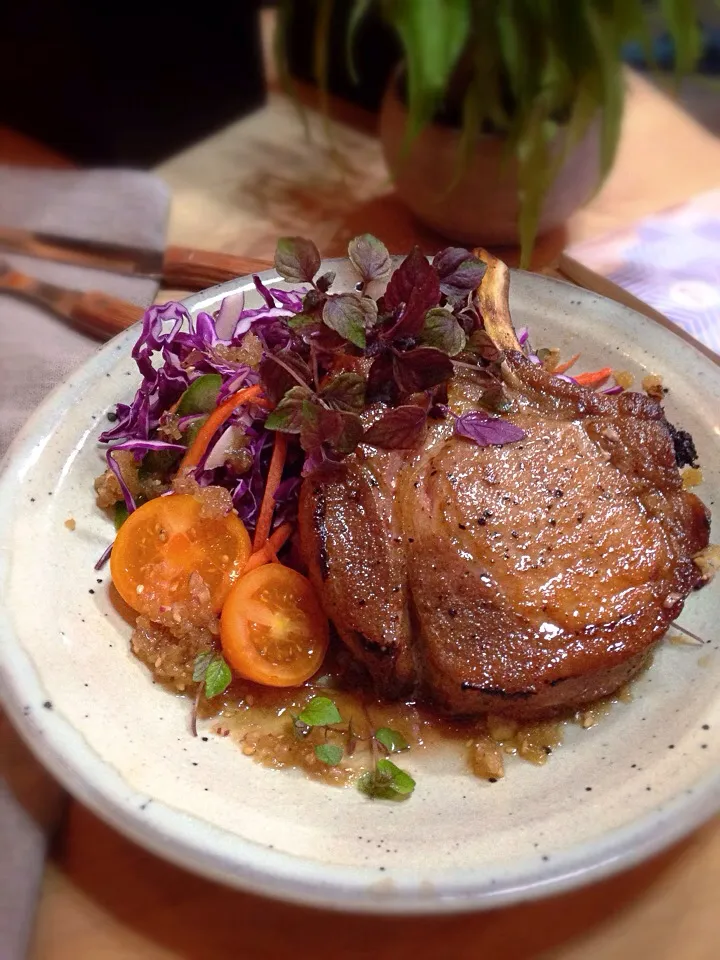 Pork chop,red cabbage salad,daikon and apple dressing|rick chanさん