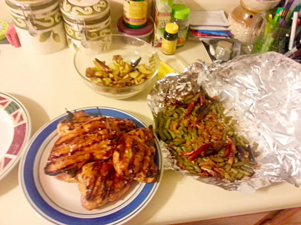 BBQ chicken and grilled veggies|tylerさん