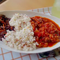 玄米で牛すじトマト煮込みカレー|のんさん