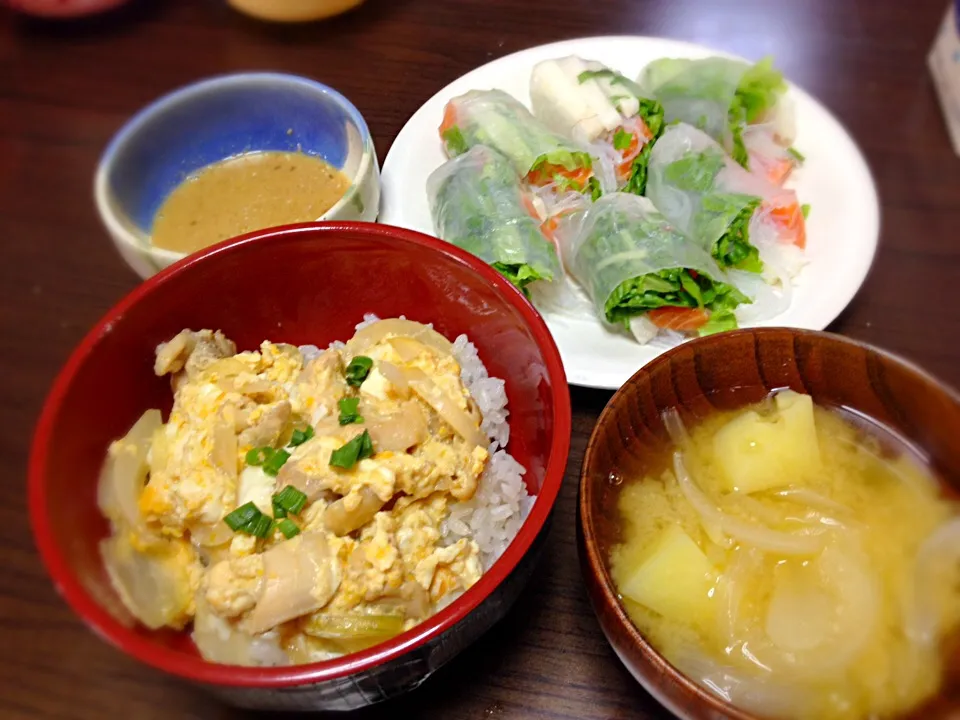 パパ作 生春巻き、親子丼|きむらゆりかさん