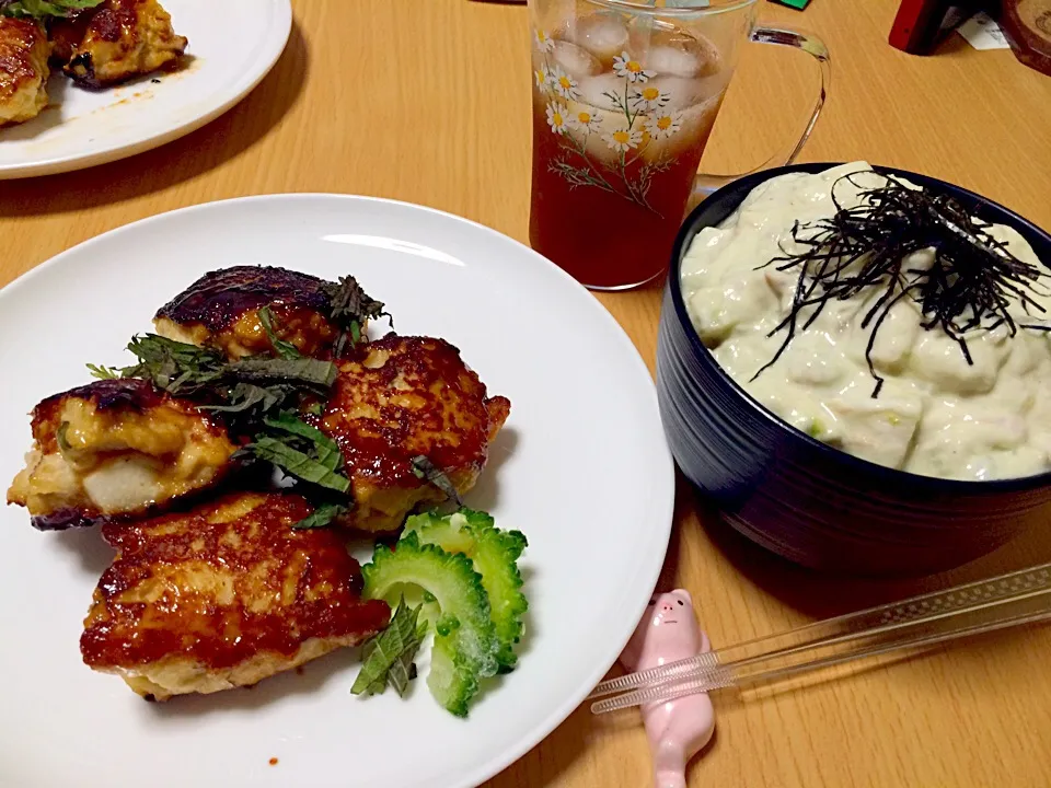 長芋黒ゴマつくねとアボカドサラダご飯|htさん