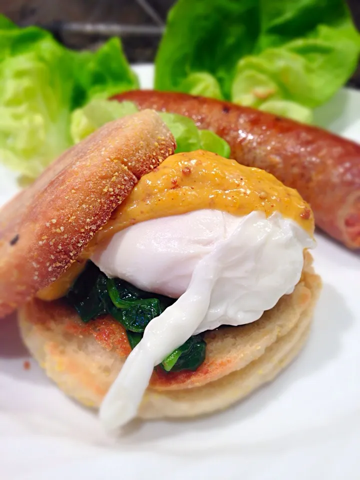 Snapdishの料理写真:English egg muffin and Spicy sausage|Allissa Zhaoさん