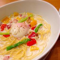 COCO'S☆半熟卵のクリームスープスパゲティ(チーズ抜き)
