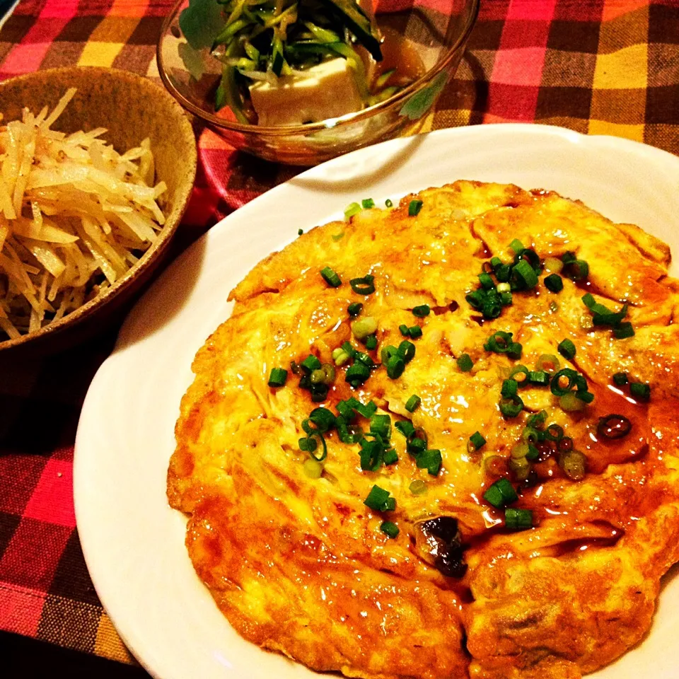 豚玉,じゃがいもの酢の物,冷奴|りーぴんさん