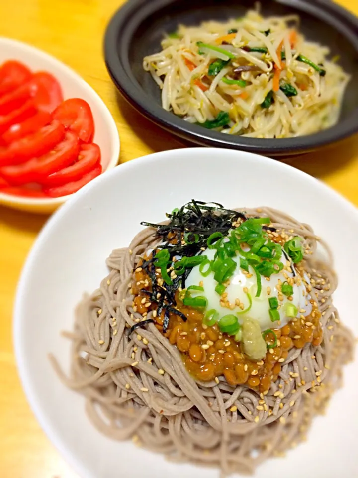 納豆蕎麦温玉のせ|しおんさん