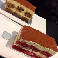 Snapdishの料理写真:tiramisu & dark cherry tiramisu