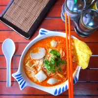 Fish ball spicy Tom Yum noodles soup #thaifood