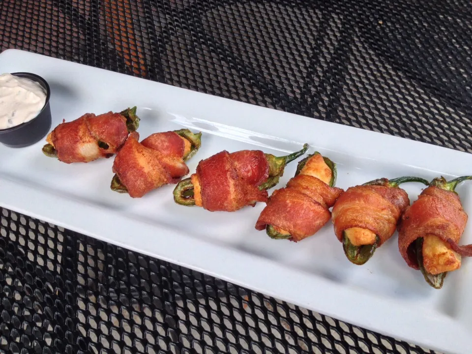 Snapdishの料理写真:Bacon Wrapped  Stuffed jalapeños|peggy waldonさん