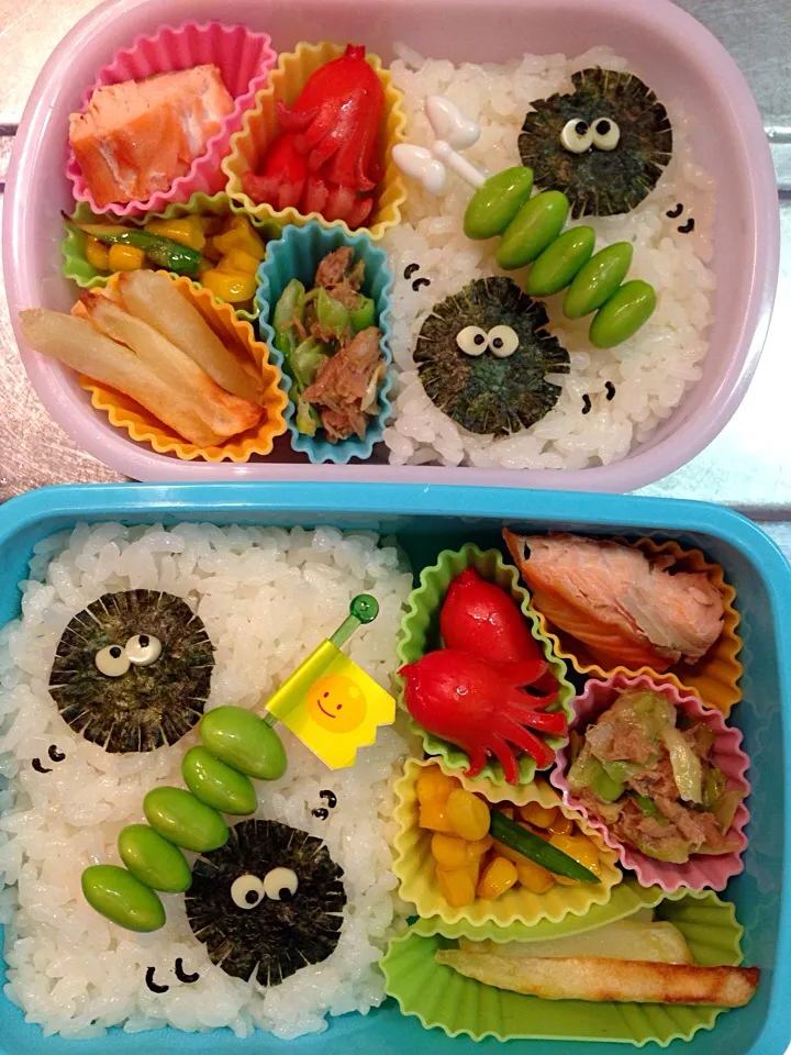 今日の幼稚園組の2人は、まっくろくろすけのお弁当☆|calmamanさん