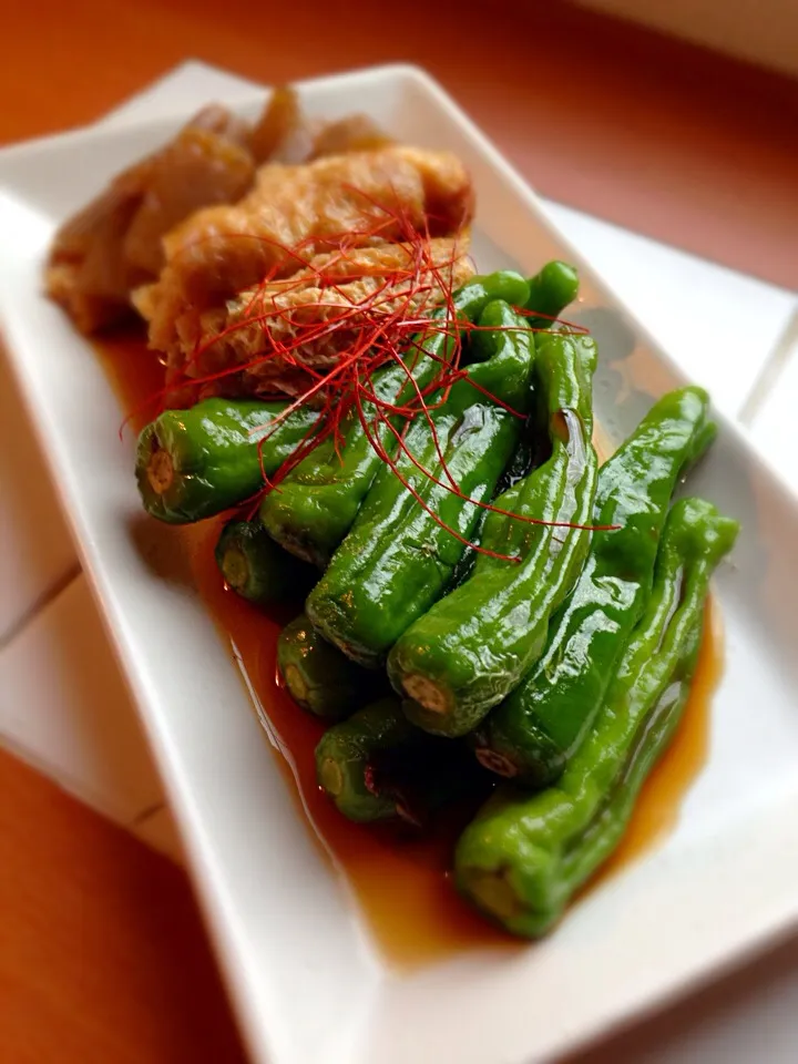 ししとう油揚げ蒟蒻の焼き浸し|ecoさん