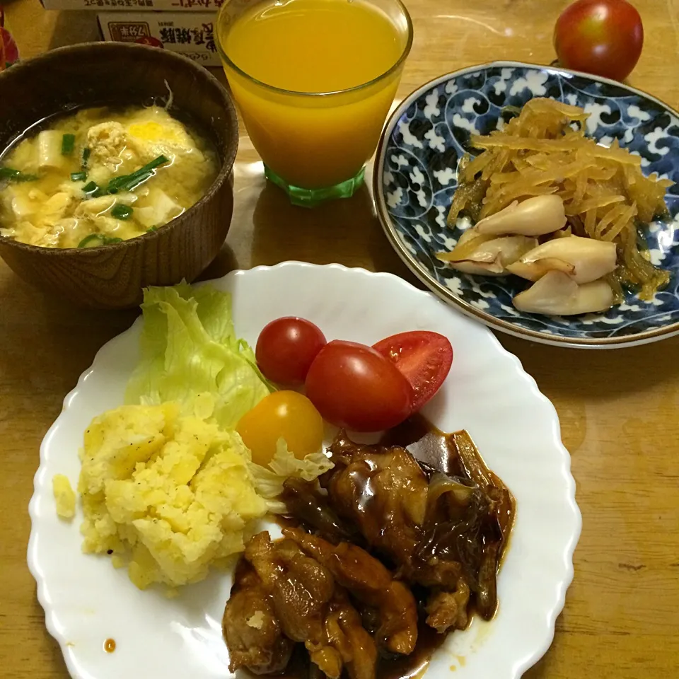 鶏照焼き、イカ大根、味噌汁|maixx ใหม่さん