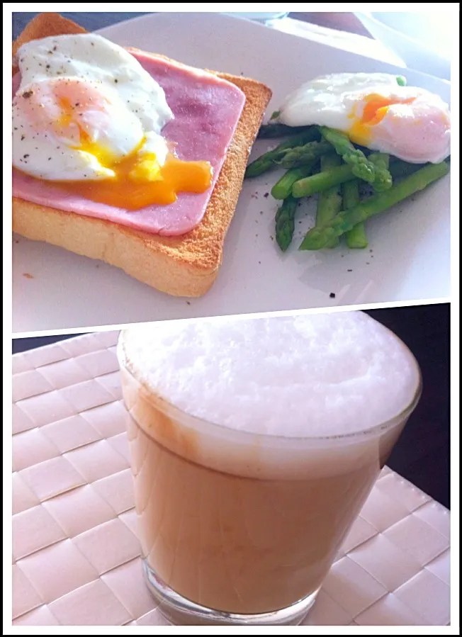 Snapdishの料理写真:Poached eggs with ham and asparagus|Jason Chanさん