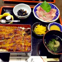 Snapdishの料理写真:丸武の鰻が1番好き！ からし酢味噌で食べる鯉のあらいが最高！|BlackBirdさん