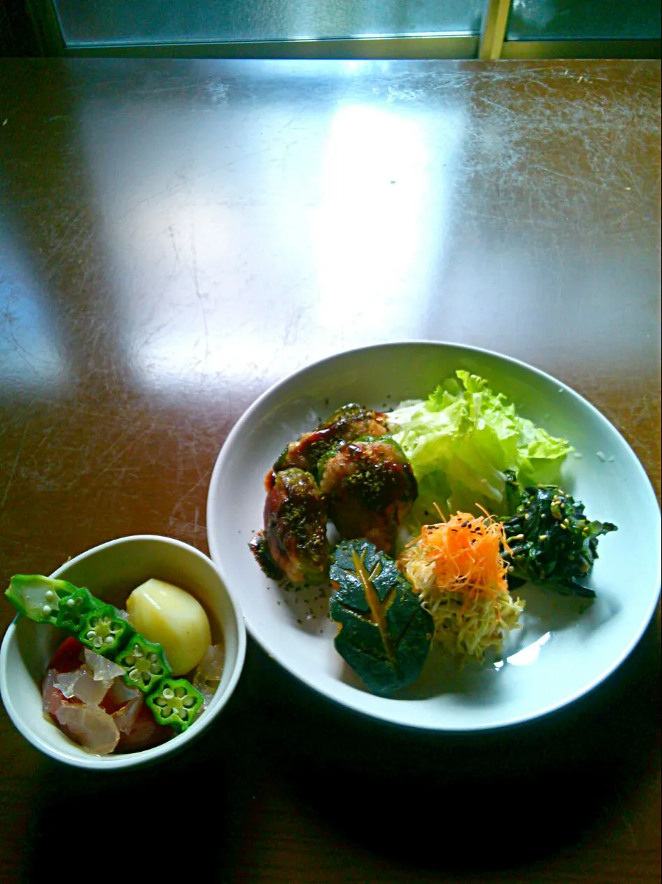 本日の利用者さんの夕食

スタッフド・ピーマン
かぼちゃの煮物
豆腐ベーコンの味噌コールスロー
水前寺菜とモロヘイヤのおひたし
夏野菜の寒天ジュレがけ
味噌汁
ご飯|Ikushiro Kusanoさん