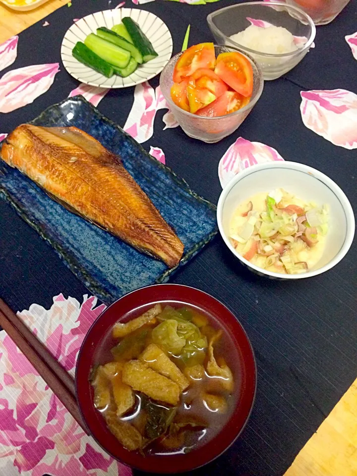 Snapdishの料理写真:縞ホッケの醤油焼き定食|aikoさん