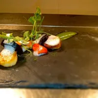 Scallop, Pea, black pudding|Daniel Archerさん