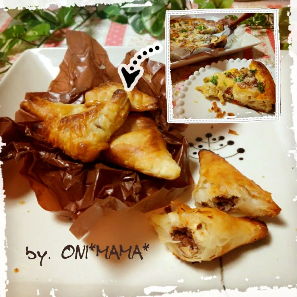 Snapdishの料理写真:キッシュ作って端っこ切り落としたパイシートでチョコパイ♡|ONI*MAMA*さん