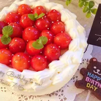 くららさんの♡ふんわりレアチーズケーキ🎂🍒Happy Birthday to me; )) 7.15