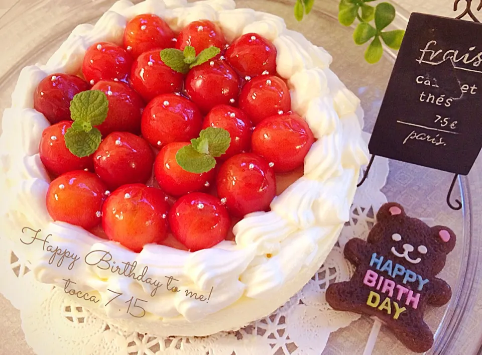 くららさんの♡ふんわりレアチーズケーキ🎂🍒Happy Birthday to me; )) 7.15|toccaさん