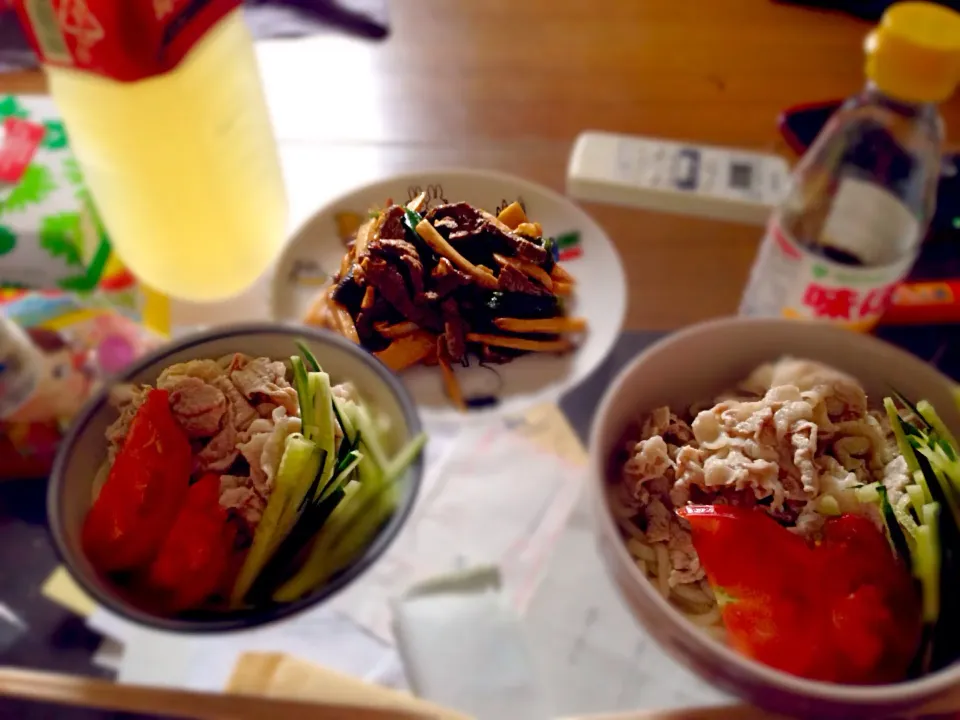 青椒肉絲、冷しゃぶ麺|かっちゃまんさん