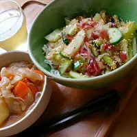 ぶっかけそうめん(みょうがと、浅漬けピクルス添え)
冷やした、肉じゃが