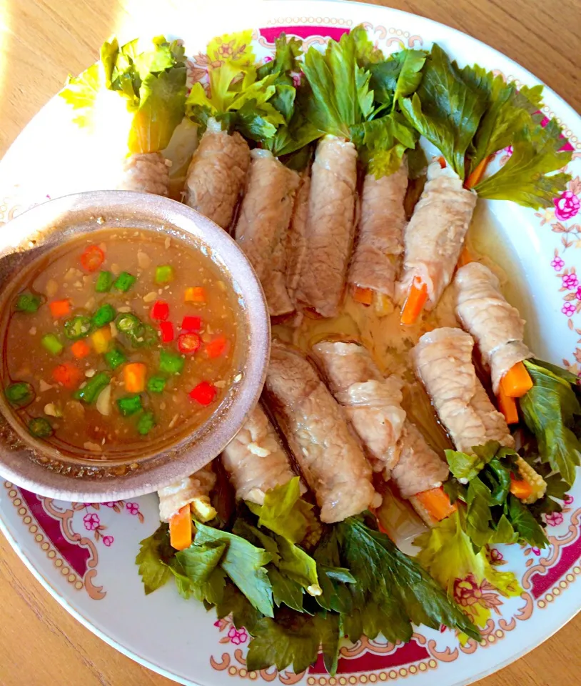 Vegetables wrapped slide pork with Thai style bean paste|Rita L'amoritaさん